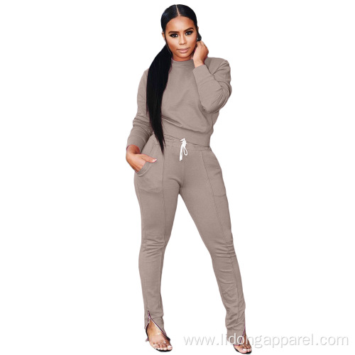 Customized Logo Plain Cheap Women 2 PiecesTracksuits